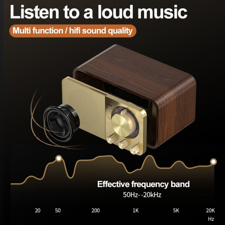 JY-66 Drahtloser BT5.0 Retro-Klassik-Lautsprecher in Holzoptik mit FM-Radio, unterstützt TF / U-Disk / AUX
