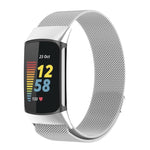 Milano Magnetic Metal Strap for Fitbit Charge 5, Silver, Black, Rose Gold, Rose Pink, Champagne Gold, Gray, Color, Light Purple