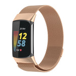 Milano Magnetic Metal Strap for Fitbit Charge 5, Silver, Black, Rose Gold, Rose Pink, Champagne Gold, Gray, Color, Light Purple