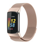 Milano Magnetic Metal Strap for Fitbit Charge 5, Silver, Black, Rose Gold, Rose Pink, Champagne Gold, Gray, Color, Light Purple