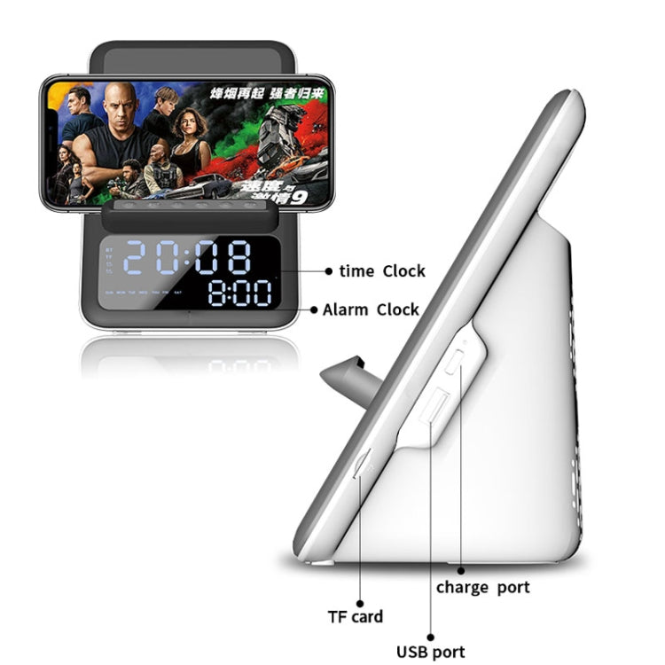 AEC BT512 Multifunktionaler Bluetooth-Lautsprecher 10W Kabelloses Ladegerät LED-Tischwecker