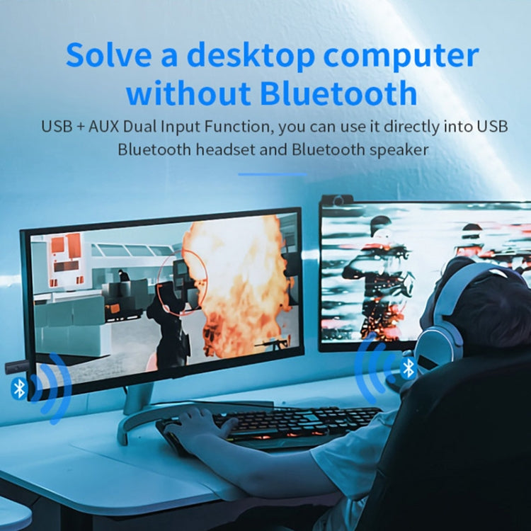 TX35 Bluetooth 5.2 Sender Ein Ziehen Zwei USB / AUX Doppel-Ausgang