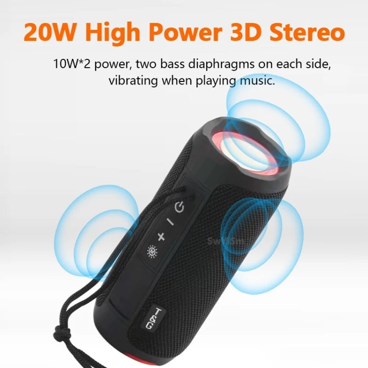 T&G TG227 Tragbarer wasserdichter Bluetooth-Lautsprecher für den Außenbereich mit LED-Unterstützung für FM / TF / USB