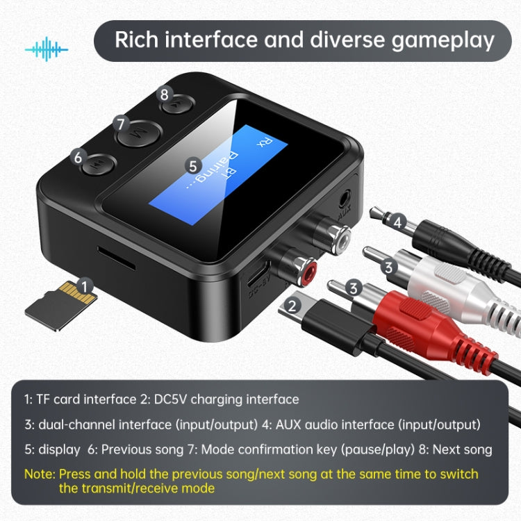 C39S Bluetooth Empfänger Sender RCA Lautsprecher zu 3,5mm Kabelloser Audioadapter, C39S