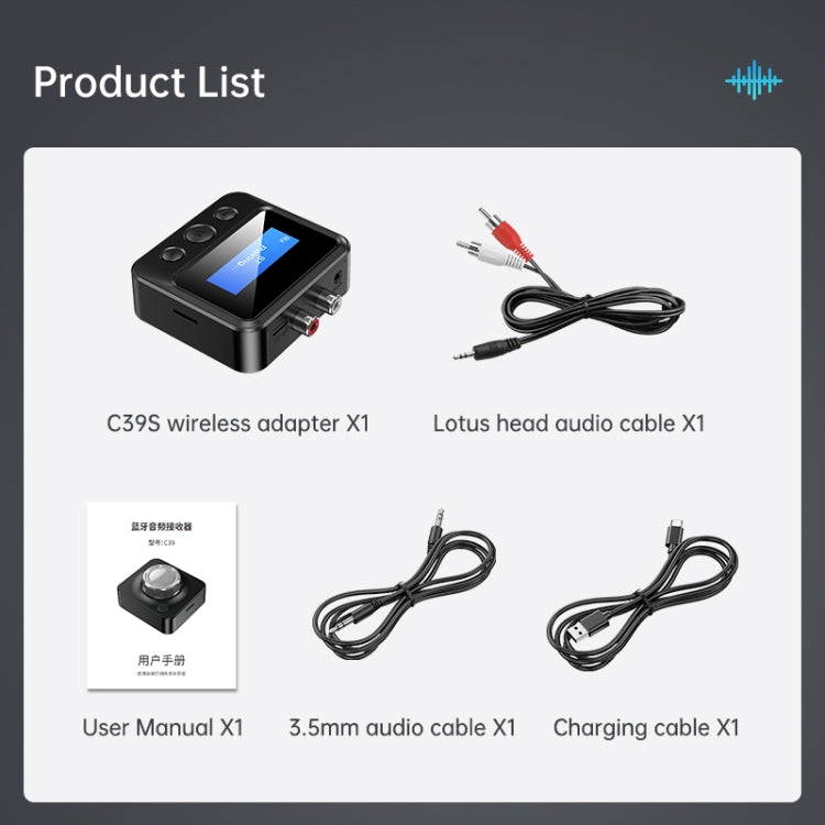 C39S Bluetooth Empfänger Sender RCA Lautsprecher zu 3,5mm Kabelloser Audioadapter, C39S