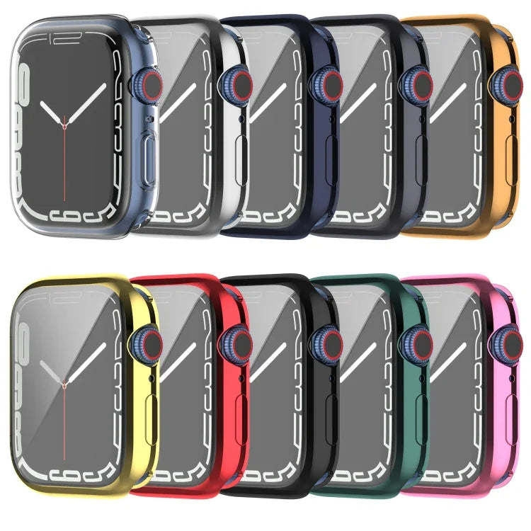 Stoßfeste TPU-Vollschutzhülle mit Schutzfolie, für Apple Watch Series 9 / 8 / 7 (45 mm) und Apple Watch Series 9 / 8 / 7 (41 mm)
