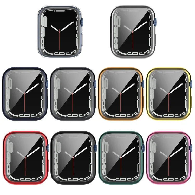 Stoßfeste TPU-Vollschutzhülle mit Schutzfolie, für Apple Watch Series 9 / 8 / 7 (45 mm) und Apple Watch Series 9 / 8 / 7 (41 mm)
