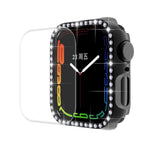 ENKAY Hat-Prince galvanisiertes PC-Diamant-Uhrengehäuse + vollflächige, gebogene PET-Displayschutzfolie für Apple Watch Series 7 45 mm