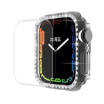 ENKAY Hat-Prince galvanisiertes PC-Diamant-Uhrengehäuse + vollflächige, gebogene PET-Displayschutzfolie für Apple Watch Series 7 45 mm