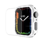 ENKAY Hat-Prince galvanisiertes PC-Diamant-Uhrengehäuse + vollflächige, gebogene PET-Displayschutzfolie für Apple Watch Series 7 45 mm