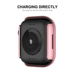 ENKAY Hat-Prince galvanisiertes PC-Diamant-Uhrengehäuse + vollflächige, gebogene PET-Displayschutzfolie für Apple Watch Series 7 45 mm