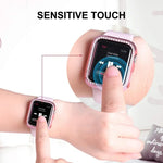 ENKAY Hat-Prince galvanisiertes PC-Diamant-Uhrengehäuse + vollflächige, gebogene PET-Displayschutzfolie für Apple Watch Series 7 45 mm