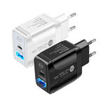 PD25W USB-C / Type-C + QC3.0 USB Dual-Port-Schnellladegerät, EU-Stecker