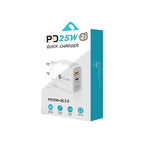 PD25W USB-C / Type-C + QC3.0 USB Dual-Port-Schnellladegerät, EU-Stecker