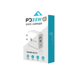 PD25W USB-C / Typ-C + QC3.0 USB Dual-Port Schnellladegerät mit USB-C zu USB-C Datenkabel, US-Stecker, US-Stecker + USB-C zu USB-C Kabel