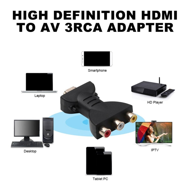 Vergoldeter HDMI-Stecker zu 3 RGB RCA Video-Audio-Adapter AV-Komponenten-Konverter für DVD-Projektor, HDMI