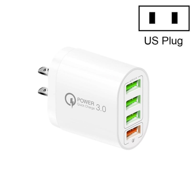 QC-04 QC3.0 + 3 x USB 2.0 Multi-Port-Ladegerät für Mobiltelefone und Tablets, US-Stecker, US-Stecker