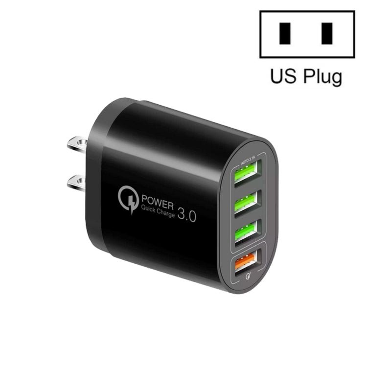 QC-04 QC3.0 + 3 x USB 2.0 Multi-Port-Ladegerät für Mobiltelefone und Tablets, US-Stecker, US-Stecker