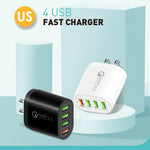 QC-04 QC3.0 + 3 x USB 2.0 Multi-Port-Ladegerät für Mobiltelefone und Tablets, US-Stecker, US-Stecker