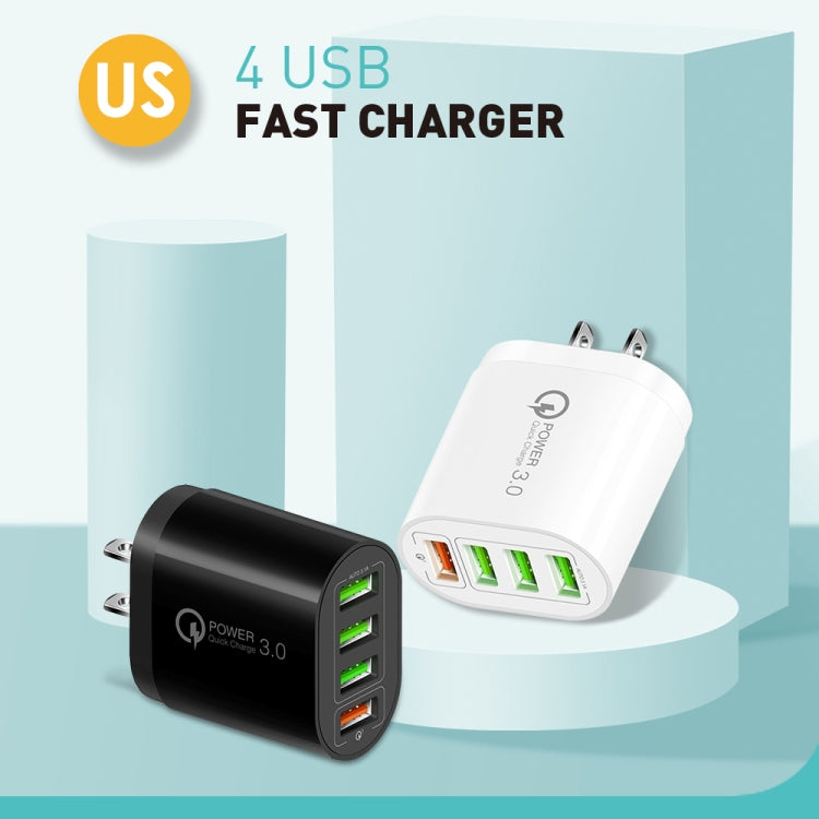 QC-04 QC3.0 + 3 x USB 2.0 Multi-Port-Ladegerät für Mobiltelefone und Tablets, US-Stecker, US-Stecker