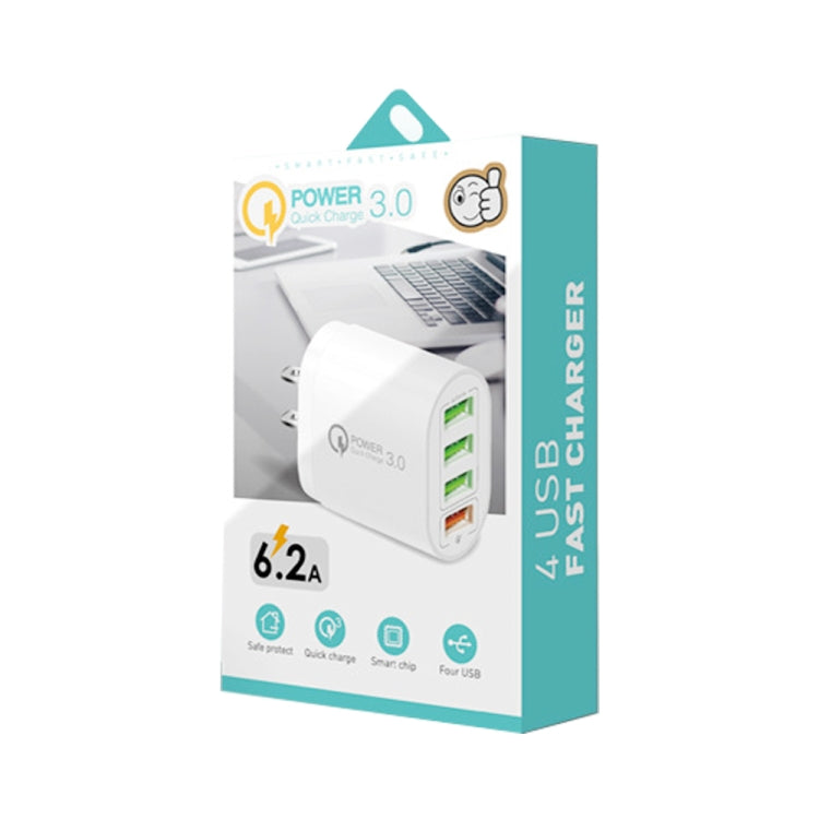 QC-04 QC3.0 + 3 x USB 2.0 Multi-Port-Ladegerät für Mobiltelefone und Tablets, US-Stecker, US-Stecker