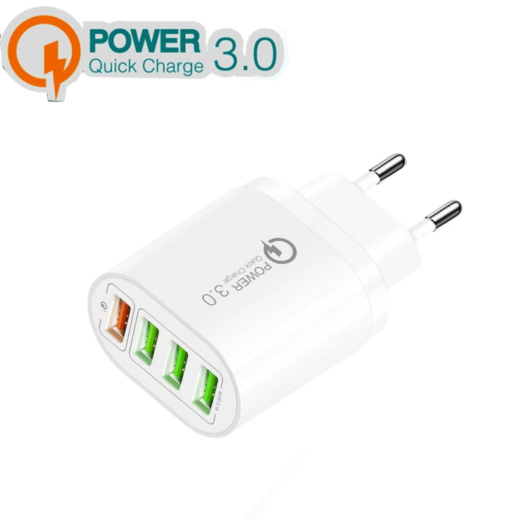 QC-04 QC3.0 + 3 x USB 2.0 Multiport-Ladegerät für Handy und Tablet, EU-Stecker