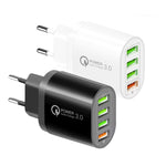 QC-04 QC3.0 + 3 x USB 2.0 Multiport-Ladegerät für Handy und Tablet, EU-Stecker