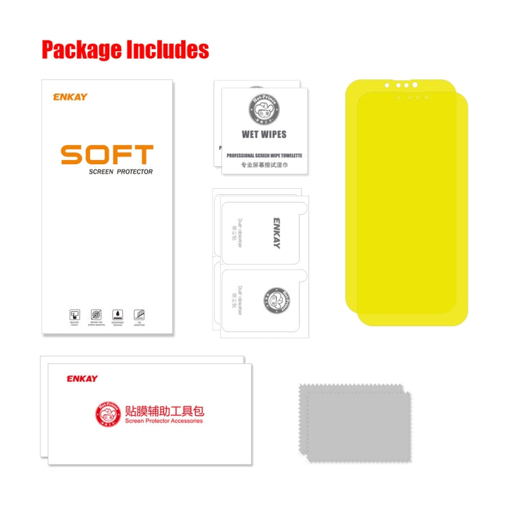 2 STÜCK ENKAY Vollflächige Klebe-Explosion-sichere Hydrogel-Folie für iPhone 13 / 13 Pro, für iPhone 13 / 13 Pro (2 STÜCK)