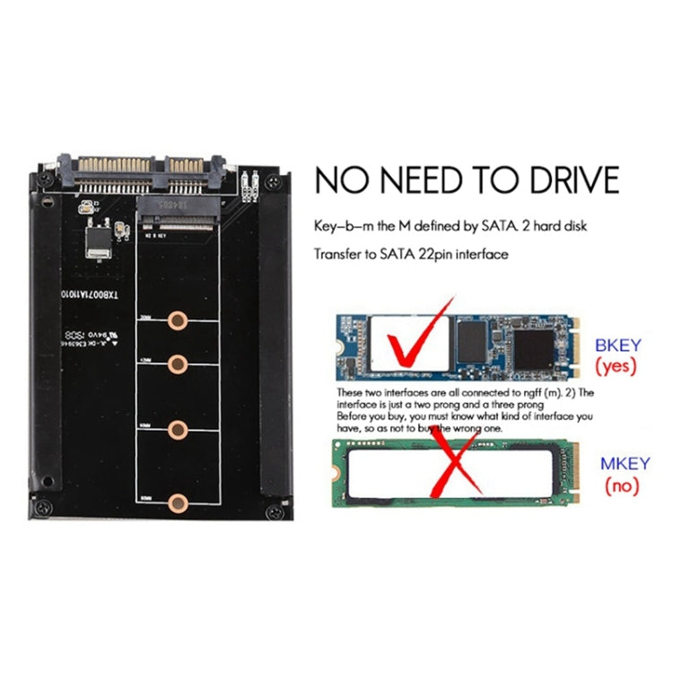 M.2-zu-SATA3.0 Erweiterungskarte 22-poliger Adapter 2,5-Zoll SSD Schnittstellen-Konverterkarte