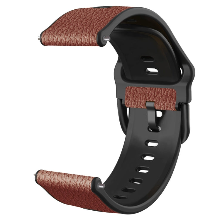 TPU +Lychee Pattern Leather Watch Strap, For Huawei Watch GT Runner / Watch GT 3 46mm, For Huawei Watch GT 3 42mm / Watch GT 2 42mm