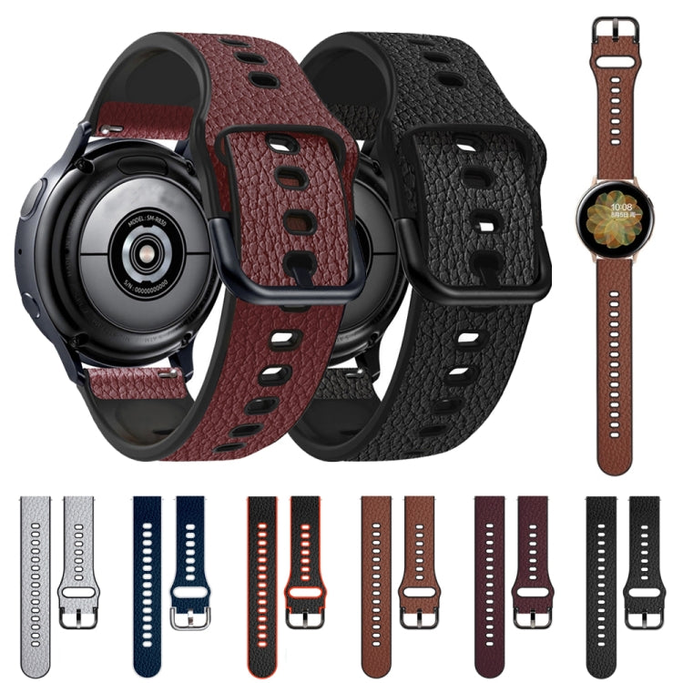 TPU +Lychee Pattern Leather Watch Strap, For Huawei Watch GT Runner / Watch GT 3 46mm, For Huawei Watch GT 3 42mm / Watch GT 2 42mm