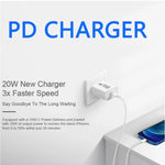 AU-20W PD USB-C / Type-C Reiseladegerät mit USB-C auf 8 Pin Datenkabel, AU Stecker, AU Stecker + 1m 8 Pin PD Kabel, AU Stecker + 2m 8 Pin PD Kabel