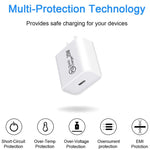 AU-20W PD USB-C / Type-C Reiseladegerät mit USB-C auf 8 Pin Datenkabel, AU Stecker, AU Stecker + 1m 8 Pin PD Kabel, AU Stecker + 2m 8 Pin PD Kabel
