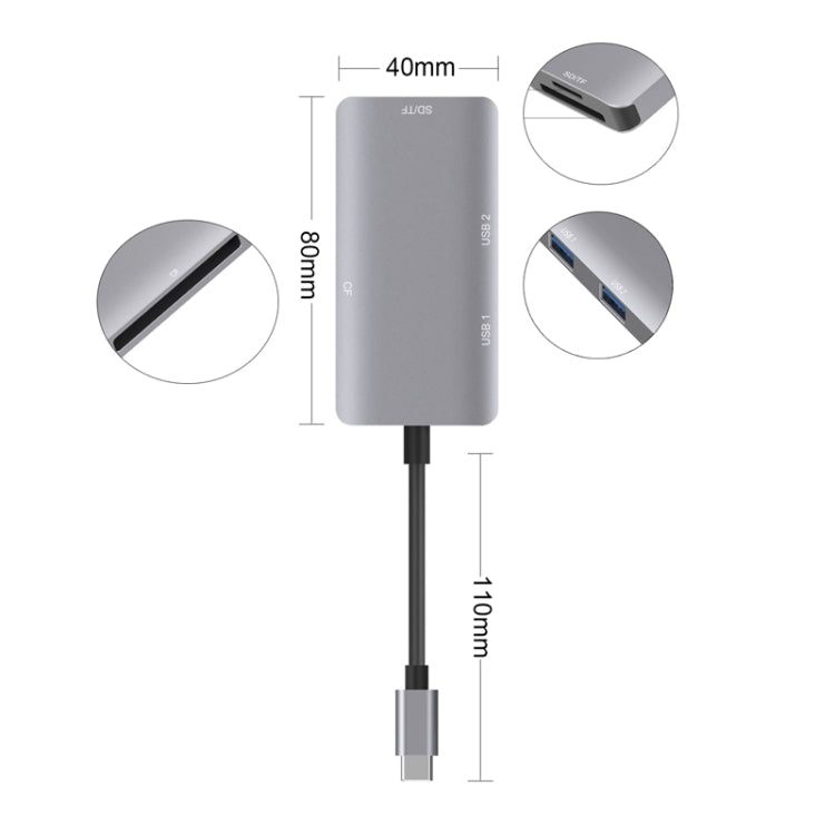 5-in-1 Datenlese-HUB-Adapter mit SD / TF / CF-Karten, Dual USB3.0 Anschlüssen, Dual USB3.0+SD / TF / CF-Karten
