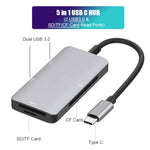 5-in-1 Datenlese-HUB-Adapter mit SD / TF / CF-Karten, Dual USB3.0 Anschlüssen, Dual USB3.0+SD / TF / CF-Karten