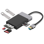 6-in-1 USB 3.0 zu USB3.0 x 2+CF-Karte+TF-Karte+SD-Karte+XQD-Karte HUB-Adapter