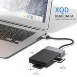 6-in-1 USB 3.0 zu USB3.0 x 2+CF-Karte+TF-Karte+SD-Karte+XQD-Karte HUB-Adapter