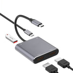 4-in-1 Typ-C zu Dual HDMI + USB + Typ-C HUB-Adapter
