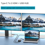 4-in-1 Typ-C zu Dual HDMI + USB + Typ-C HUB-Adapter