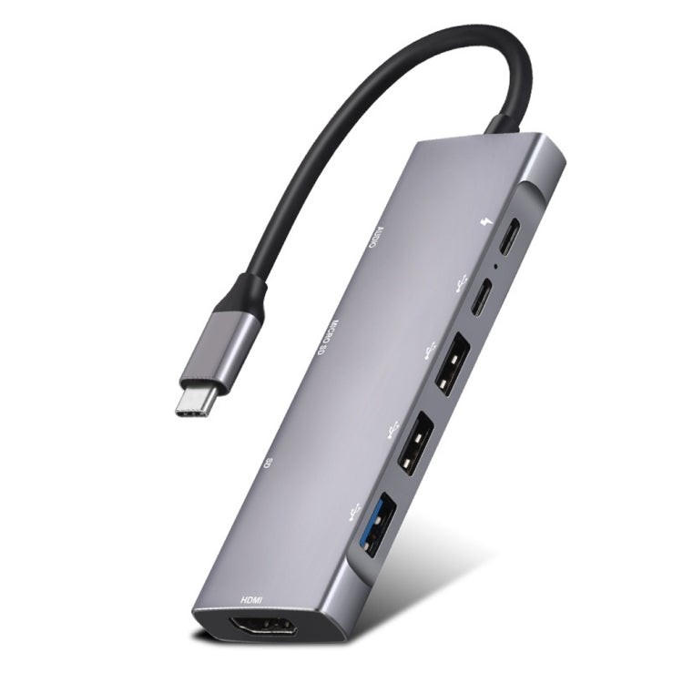9-in-1 USB Typ-C zu HDMI+USB3.0x3+Typ-C+PD+SD/TF+Audio HUB-Adapter, HDMI+USB3.0x3+Typ-C+PD+SD/TF+Audio zu Typ-C