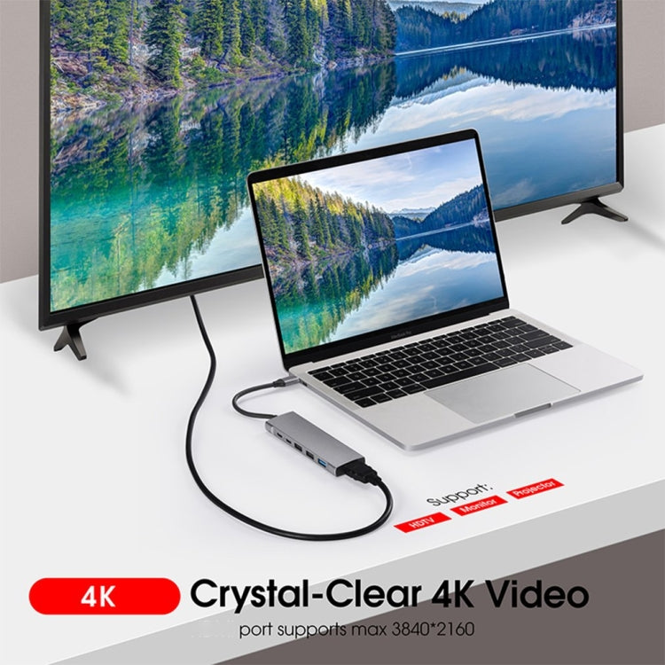 9-in-1 USB Typ-C zu HDMI+USB3.0x3+Typ-C+PD+SD/TF+Audio HUB-Adapter, HDMI+USB3.0x3+Typ-C+PD+SD/TF+Audio zu Typ-C