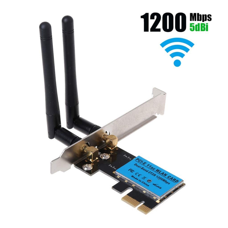1200Mbps 5G / 2.4G Dual-Band PCIe Wireless-Netzwerkkarte