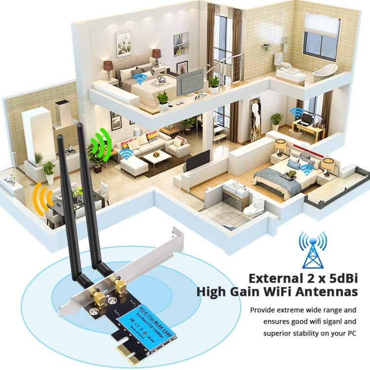 1200Mbps 5G / 2.4G Dual-Band PCIe Wireless-Netzwerkkarte