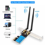 1200Mbps 5G / 2.4G Dual-Band PCIe Wireless-Netzwerkkarte