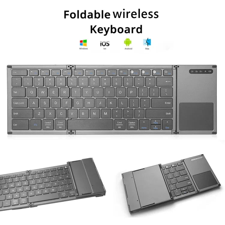B066S Multifunktionale, ultradünne Mini-Funk-Bluetooth-Tastatur mit drei Faltmechanismen, B066S