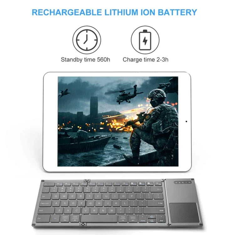 B066S Multifunktionale, ultradünne Mini-Funk-Bluetooth-Tastatur mit drei Faltmechanismen, B066S