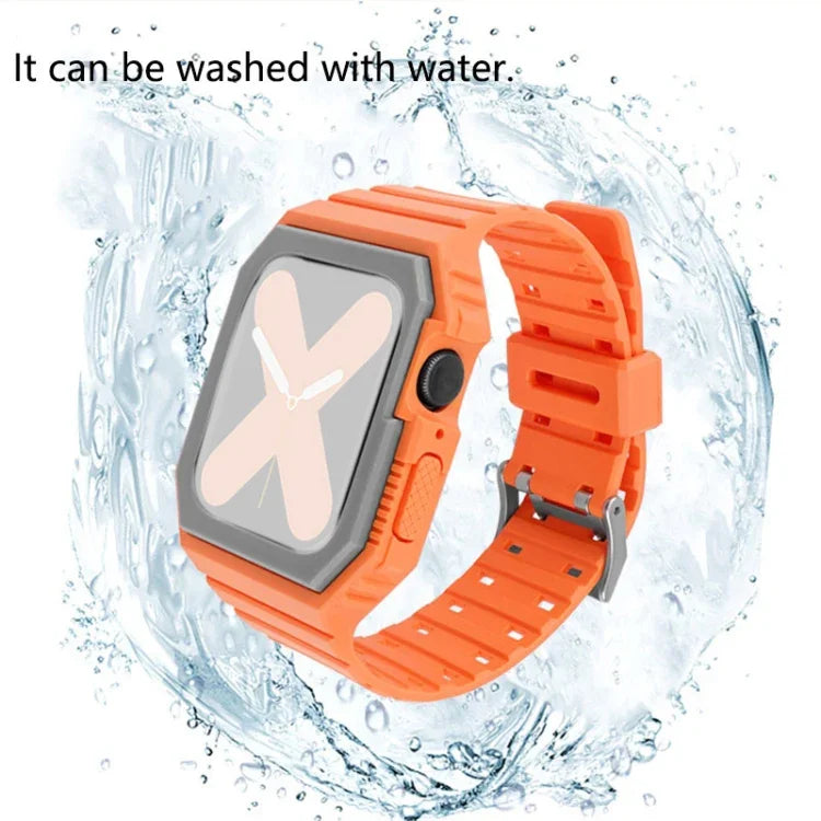 Silikonarmband mit Hülle für Apple Watch Series 7 (41 mm), 6, SE, 5 und 4 (40 mm), 3, 2 und 1 (38 mm), 7 (45 mm), 6, SE, 5 und 4 (44 mm) sowie 3, 2 und 1 (42 mm)