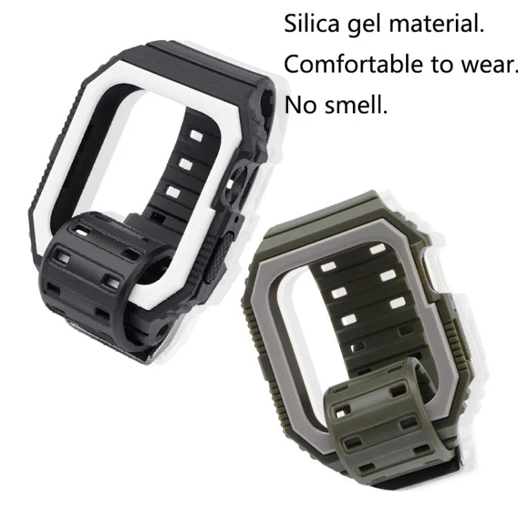 Silikonarmband mit Hülle für Apple Watch Series 7 (41 mm), 6, SE, 5 und 4 (40 mm), 3, 2 und 1 (38 mm), 7 (45 mm), 6, SE, 5 und 4 (44 mm) sowie 3, 2 und 1 (42 mm)