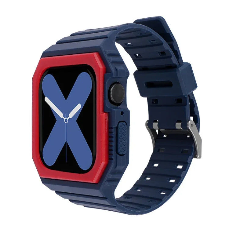 Silikonarmband mit Hülle für Apple Watch Series 7 (41 mm), 6, SE, 5 und 4 (40 mm), 3, 2 und 1 (38 mm), 7 (45 mm), 6, SE, 5 und 4 (44 mm) sowie 3, 2 und 1 (42 mm)