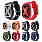Silikonarmband mit Hülle für Apple Watch Series 7 (41 mm), 6, SE, 5 und 4 (40 mm), 3, 2 und 1 (38 mm), 7 (45 mm), 6, SE, 5 und 4 (44 mm) sowie 3, 2 und 1 (42 mm)